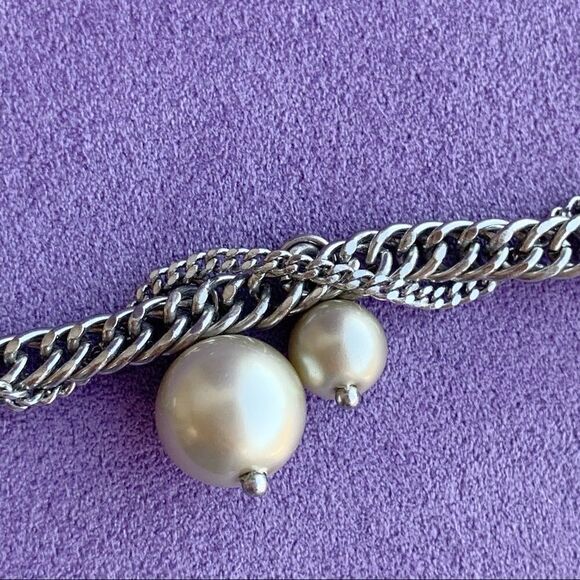 J Crew chain dangling pearl and double chain necklace-28” long - Picture 7 of 7